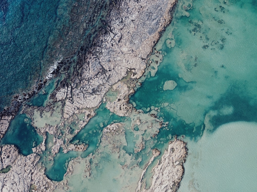 an aerial view of a body of water