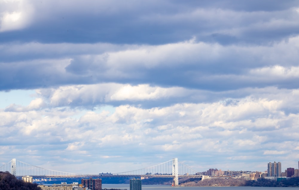 a view of a bridge over a body of water