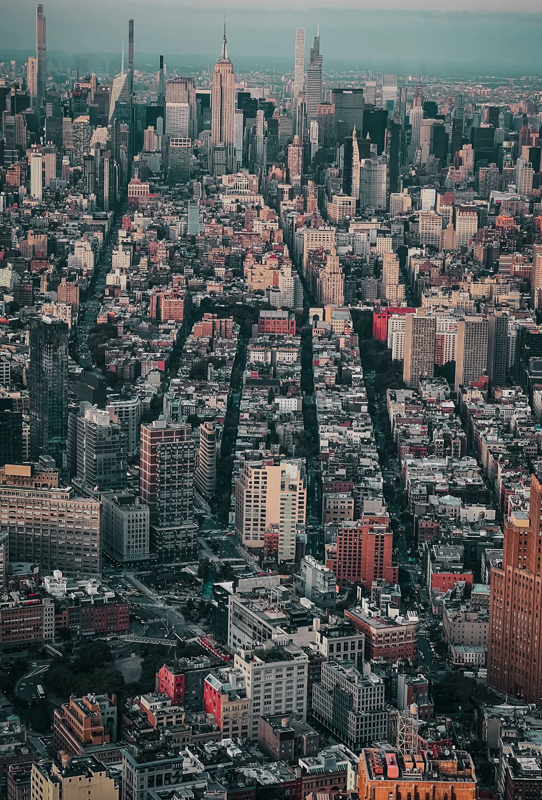 Aerial view of New York City towards midtown
