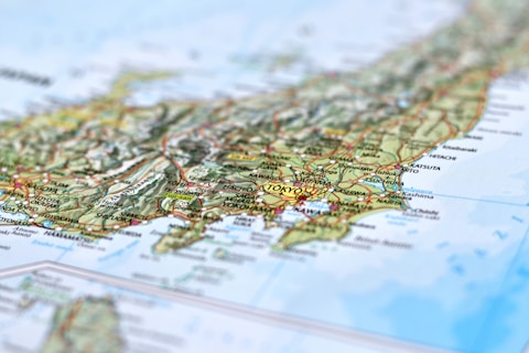 a close up of a map of the united states