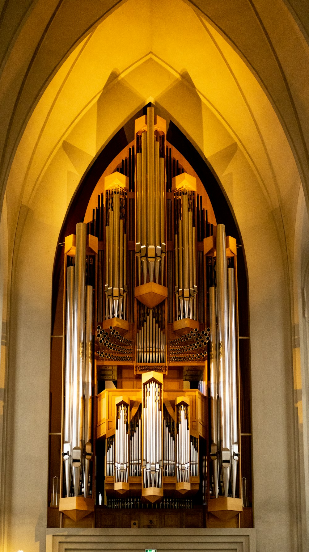 a large pipe organ in a church