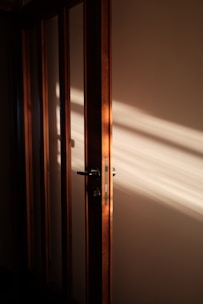 a door with a light shining through it