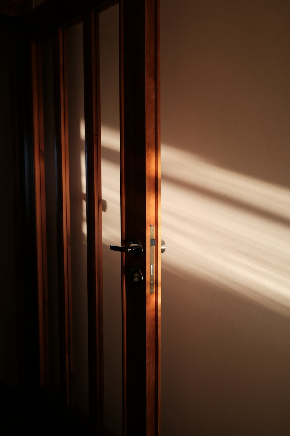 a door with a light shining through it