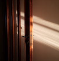 a door with a light shining through it