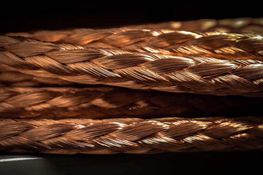 a close up of a rope on a black background