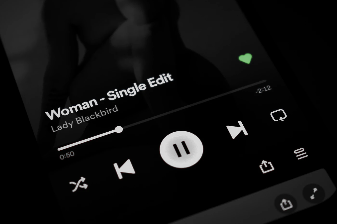 Smartphone showing a music player
