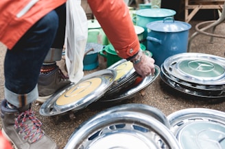 A team member inspecting second-hand goods.