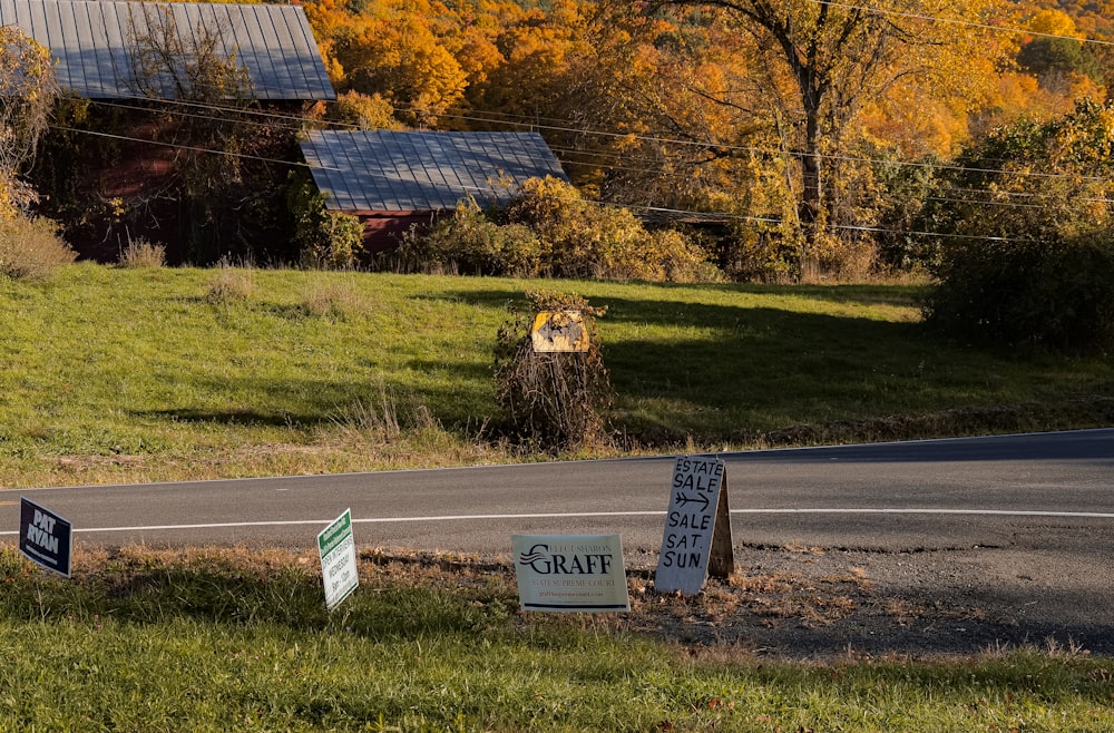 a rural road with a sign that says craft on it