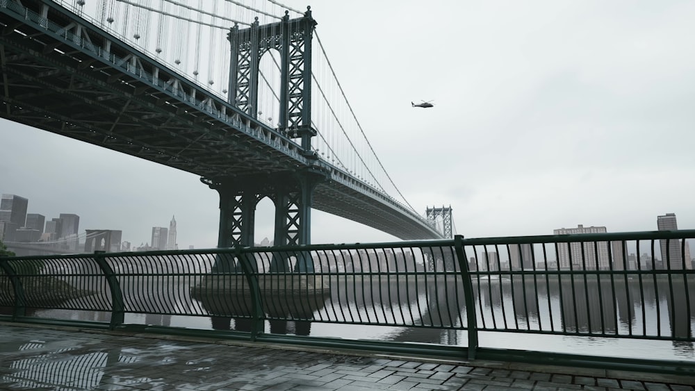 a view of a bridge over a body of water