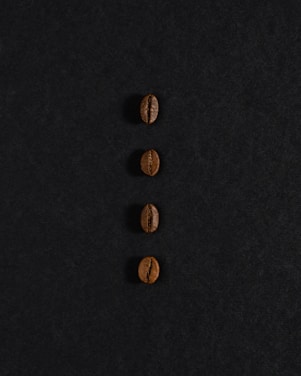 three coffee beans lined up in a row