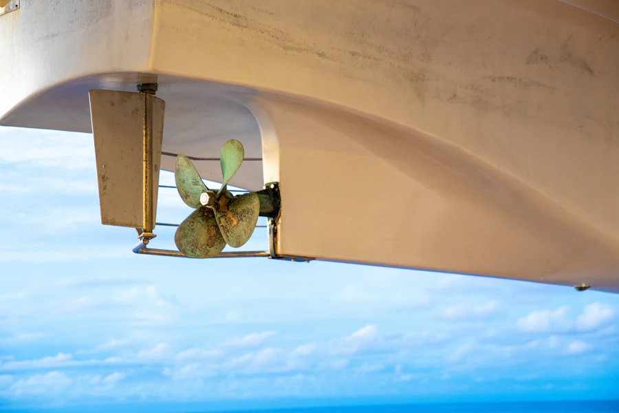 Close up of a boat propeller