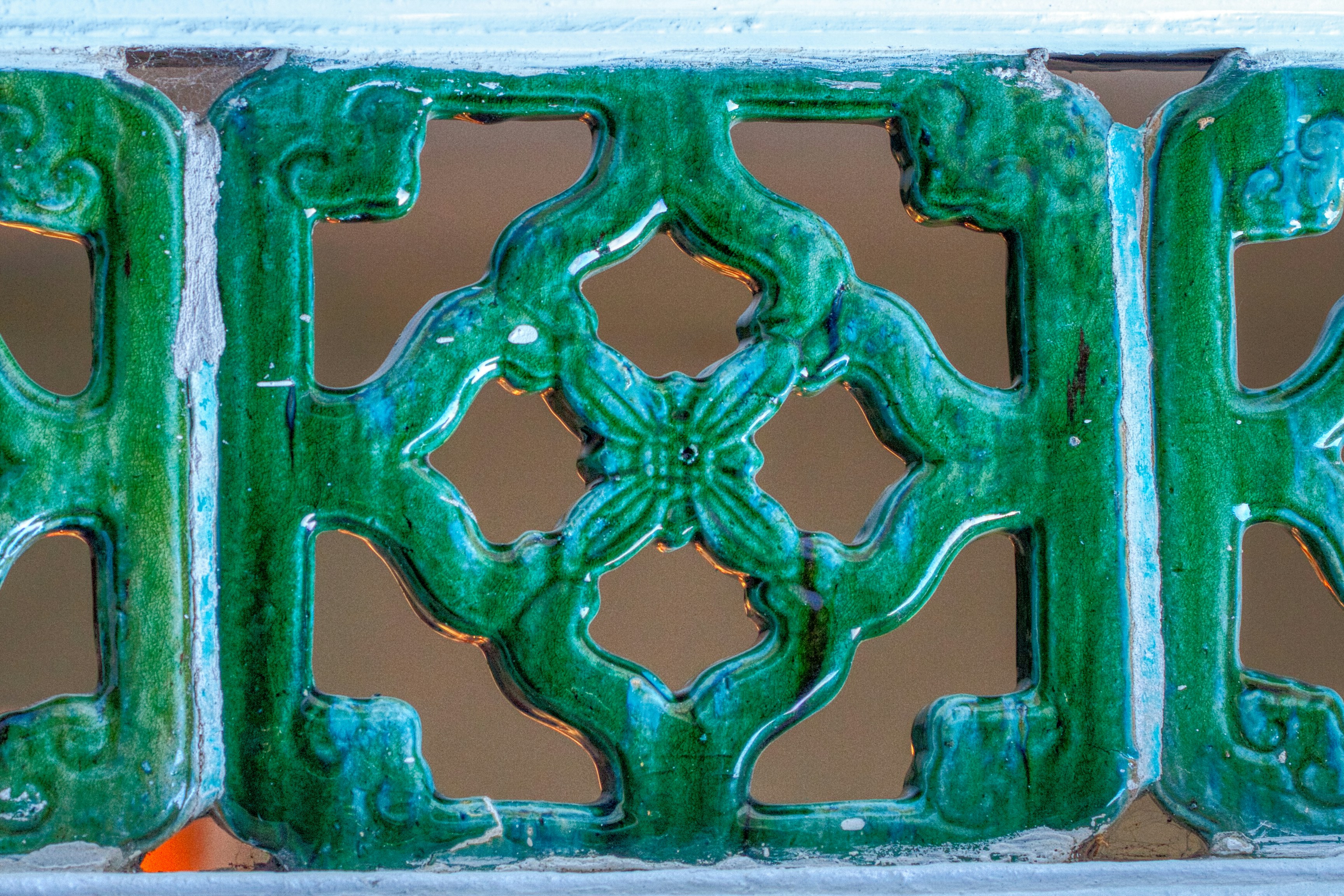 Decorative green window frame