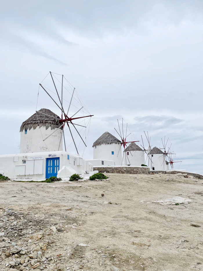 Whitewashed Cycladic village street