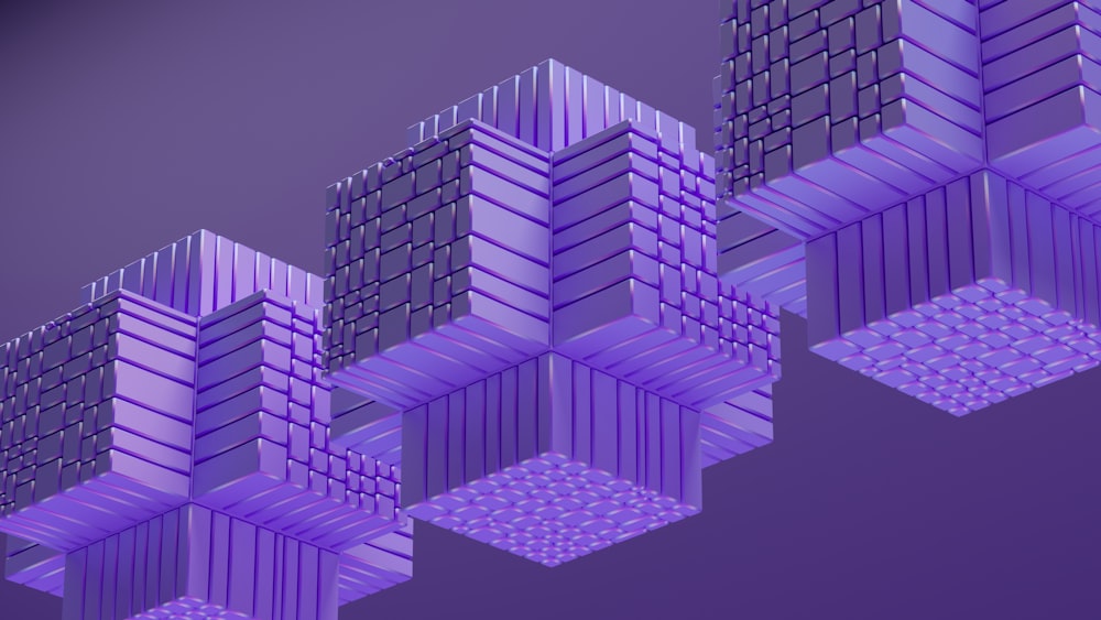 a group of purple cubes that are on a purple background