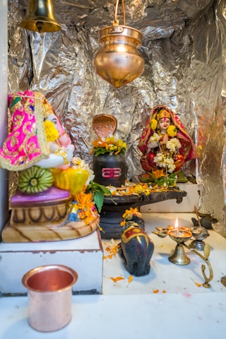 a table with a bunch of items on top of it