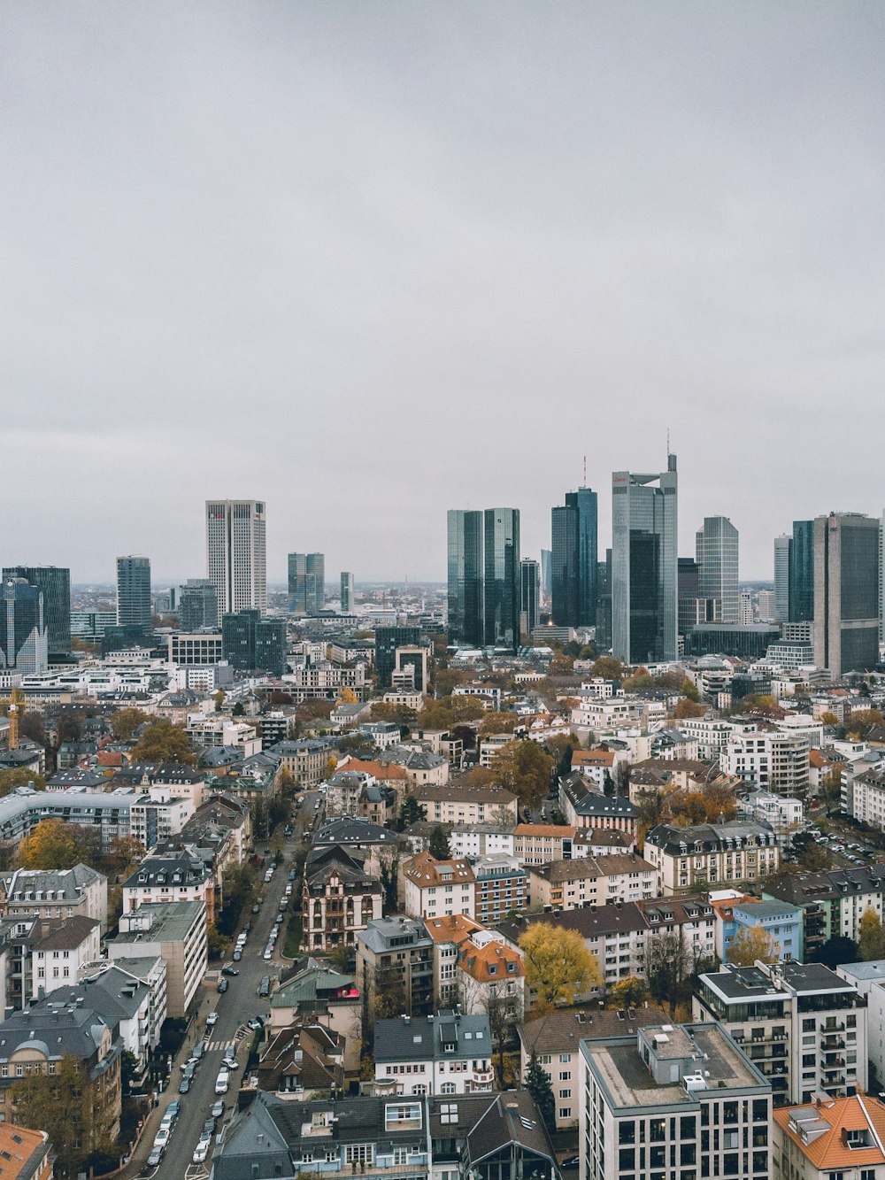 a view of a city with tall buildings