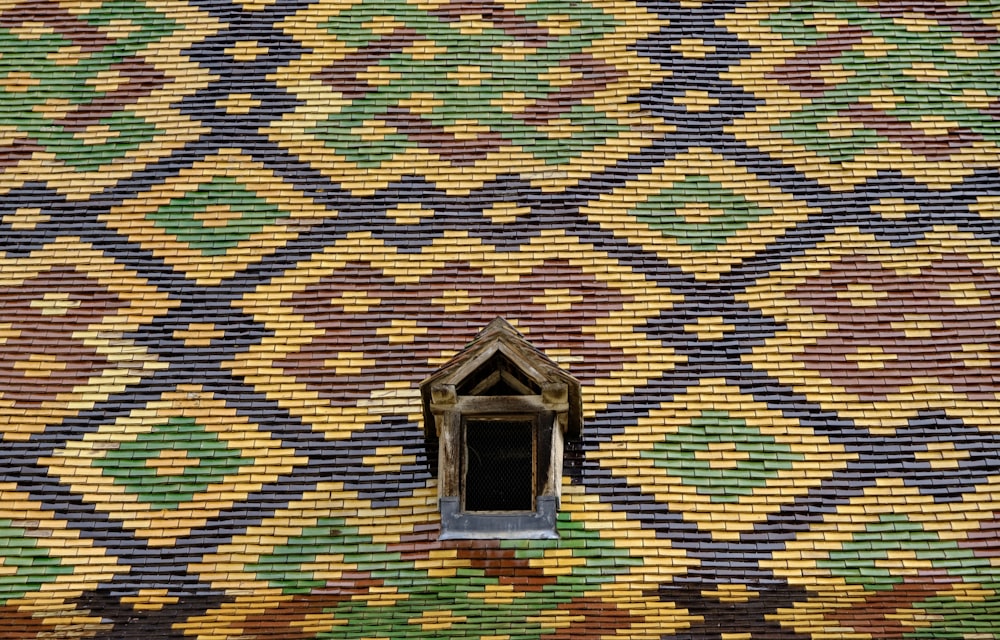 a close up of a building with a window