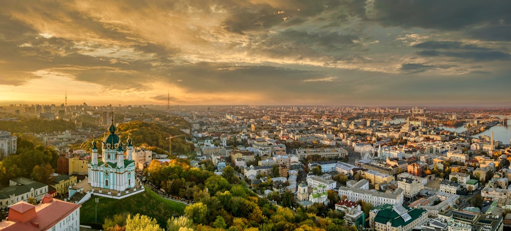 a view of a city from a high point of view