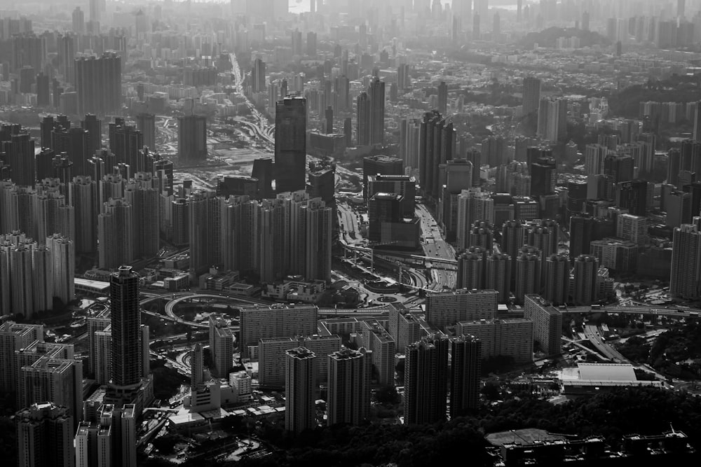 a black and white photo of a city