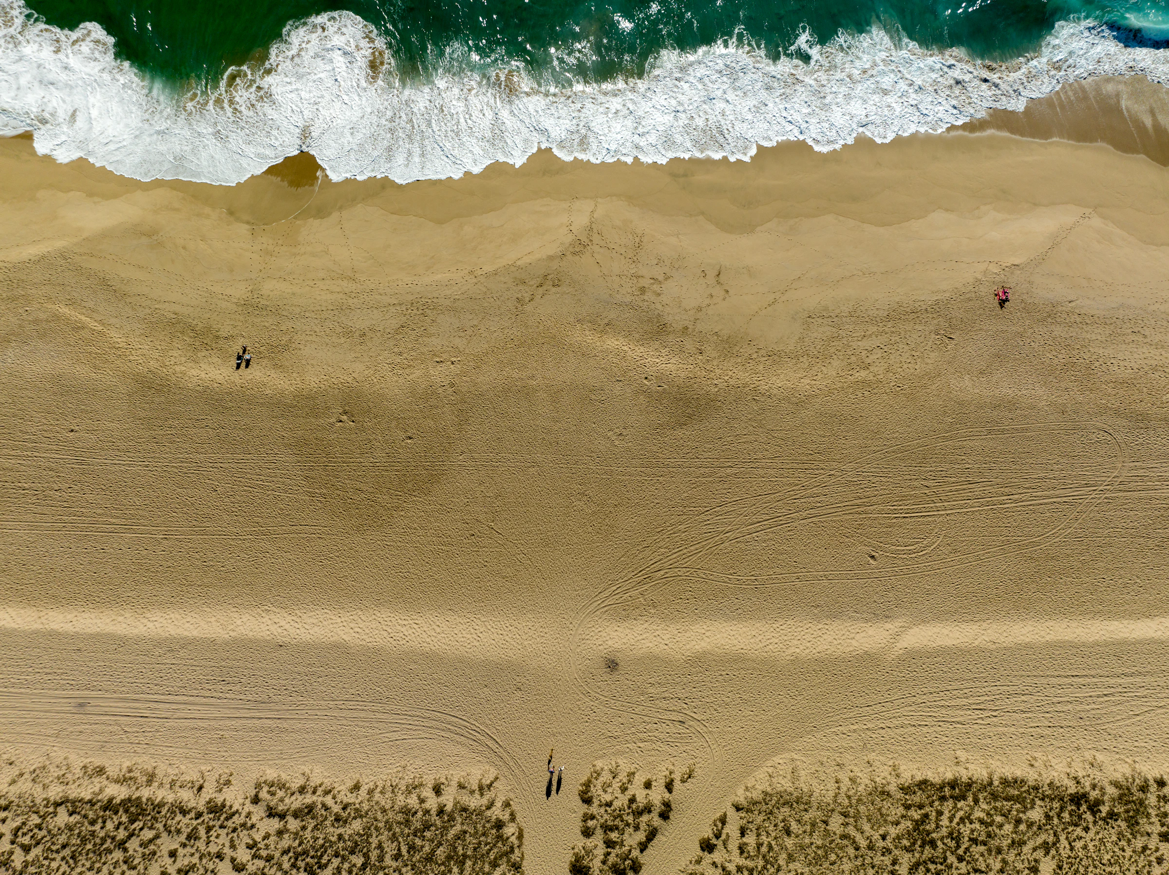 Aerial view of the rocky Pacific coastline near San Pedrito, Baja California Sur