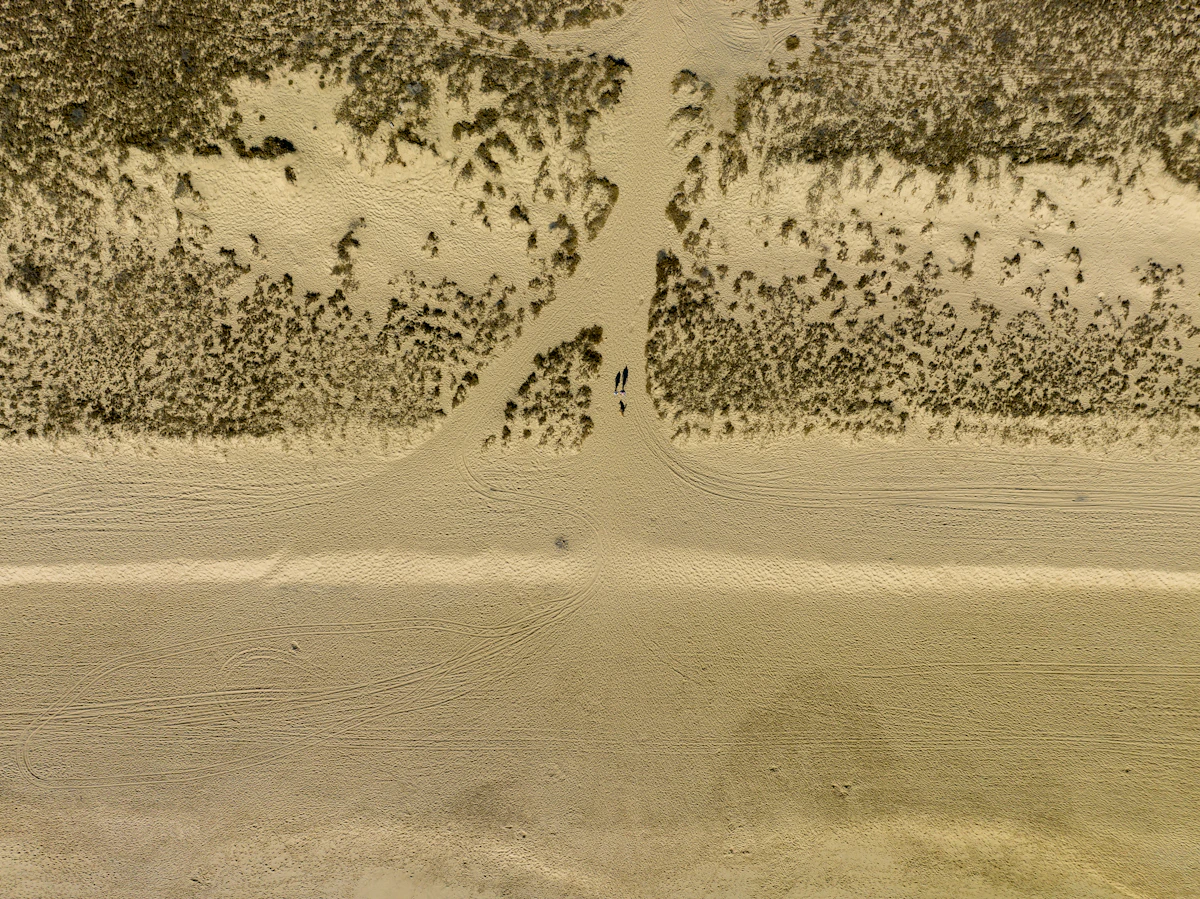 Footprints on an empty Pacific beach near Todos Santos