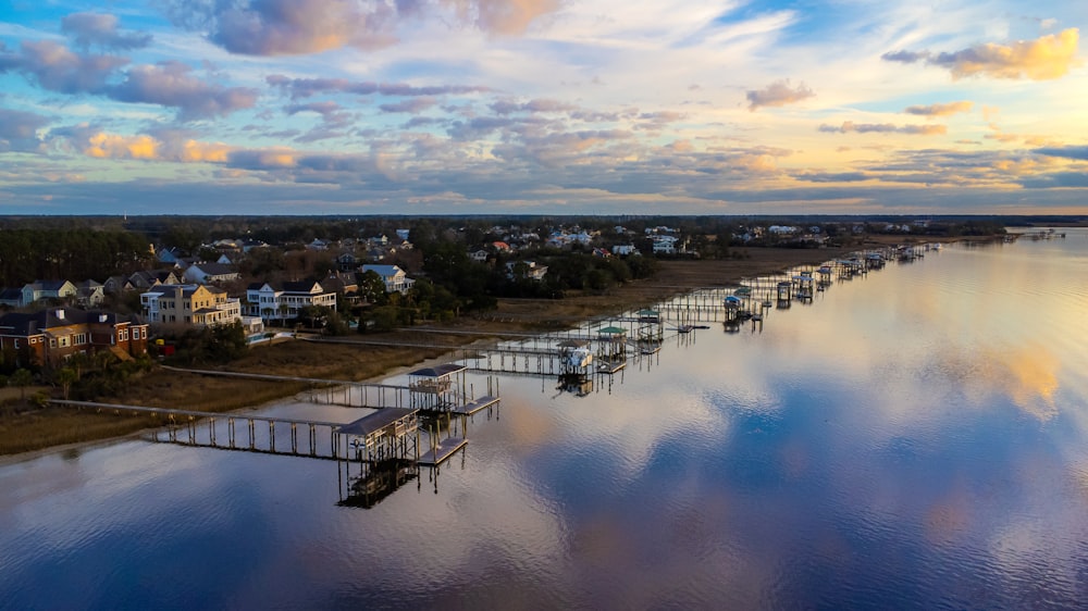 a body of water with a bunch of boats in it