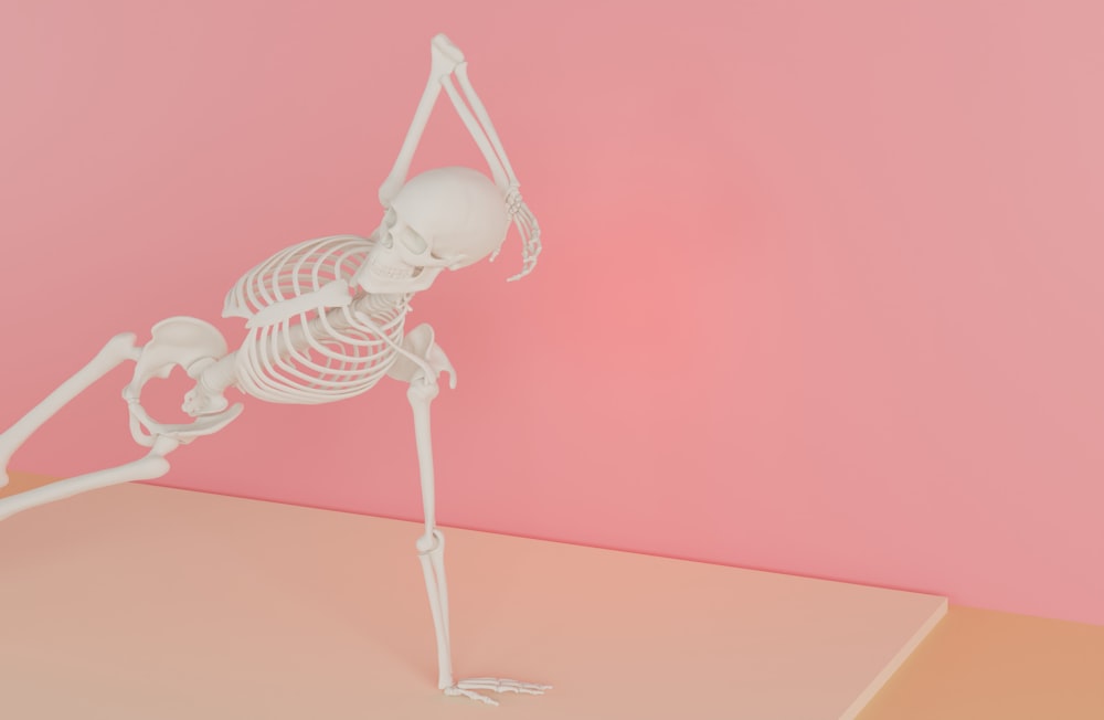 a skeleton is standing on its hind legs