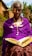 An elderly woman listening to audio with a serene expression, surrounded by books.