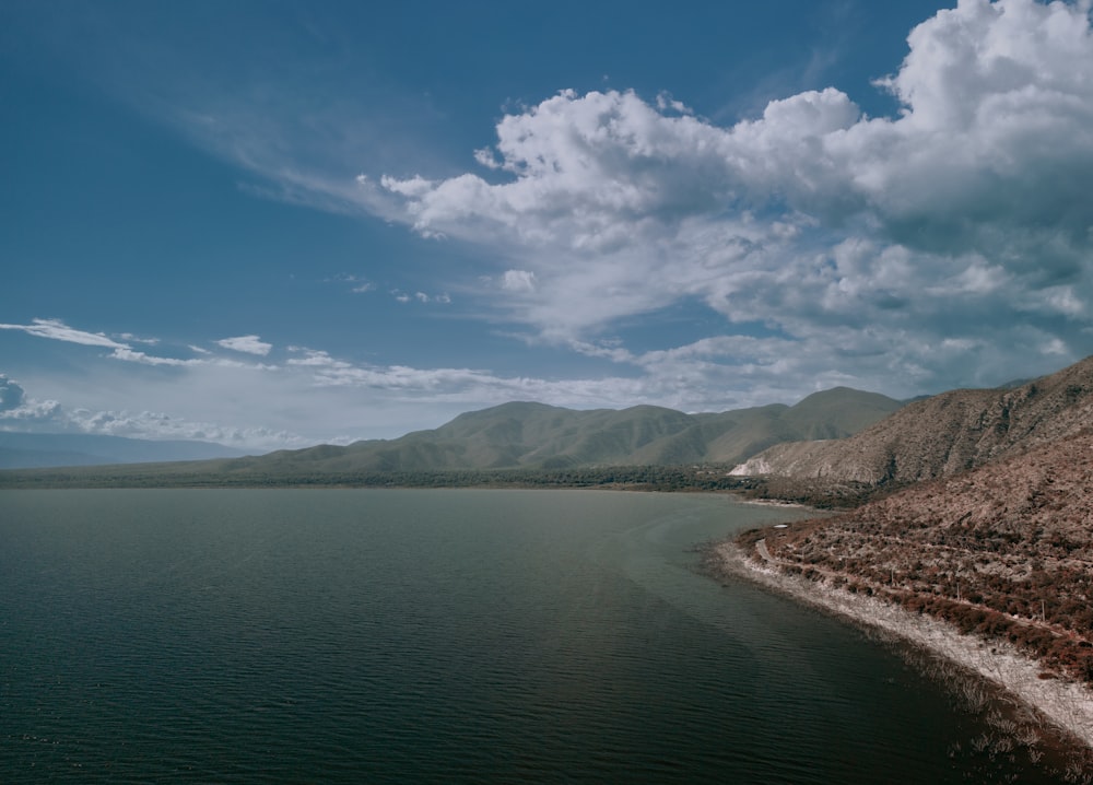 a large body of water surrounded by mountains