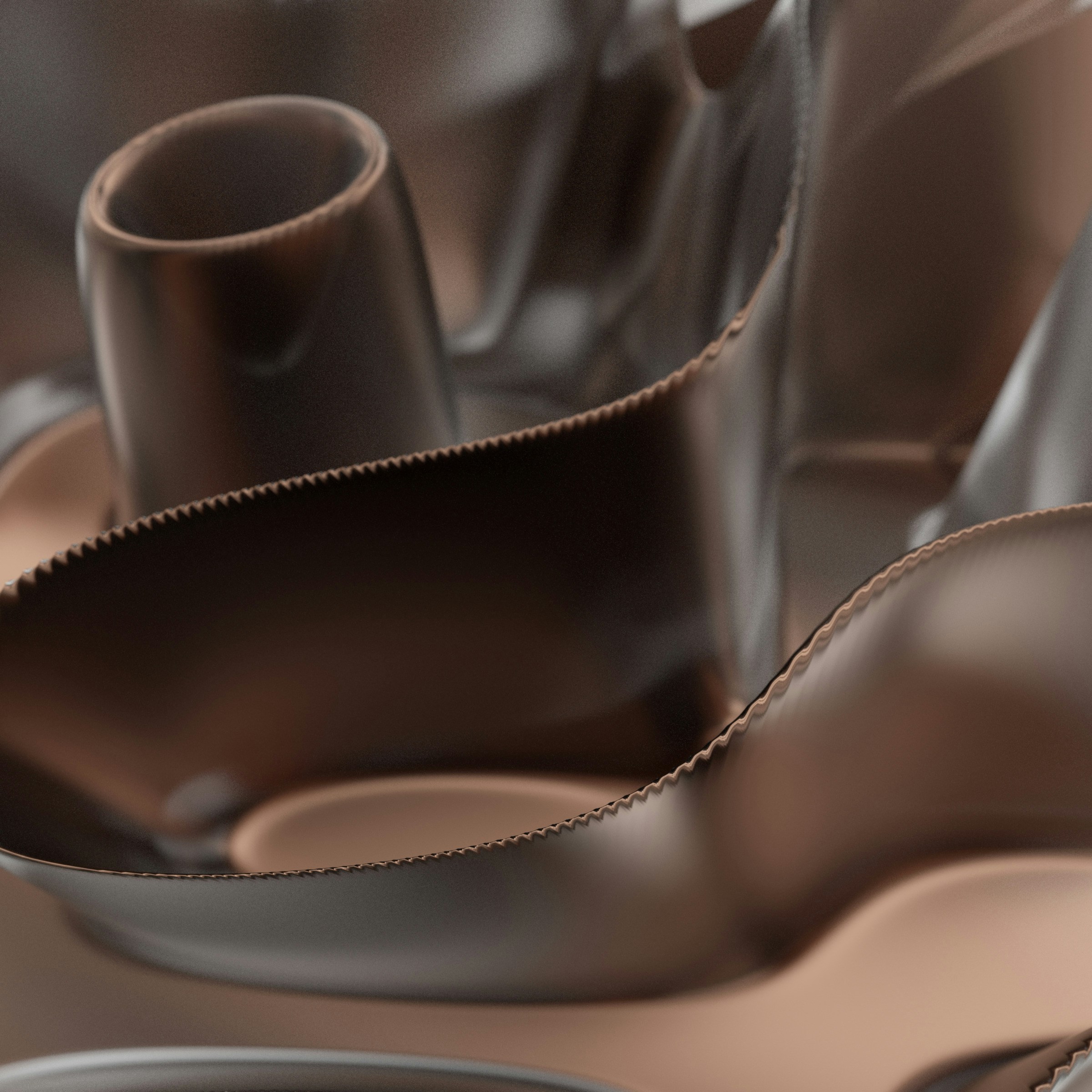 a close up of a plate with a brown ribbon on it