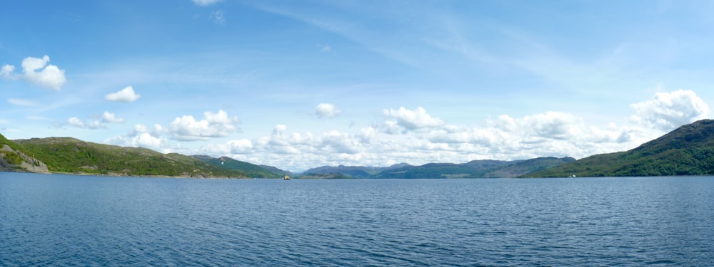 a large body of water surrounded by mountains