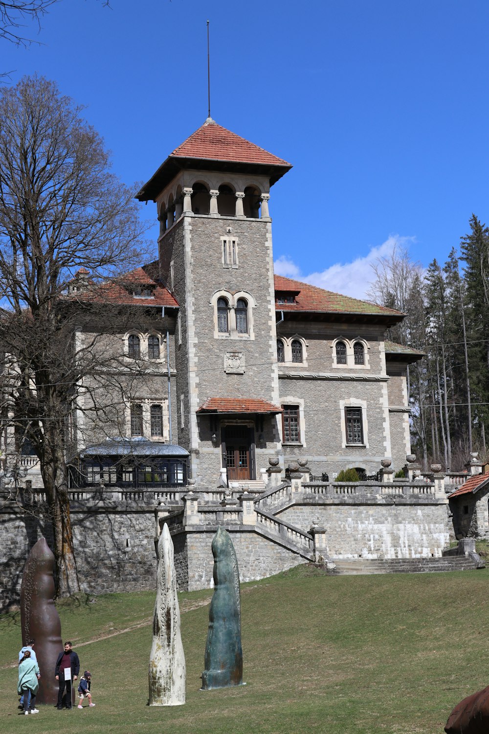 a large building with a tower and a clock on it