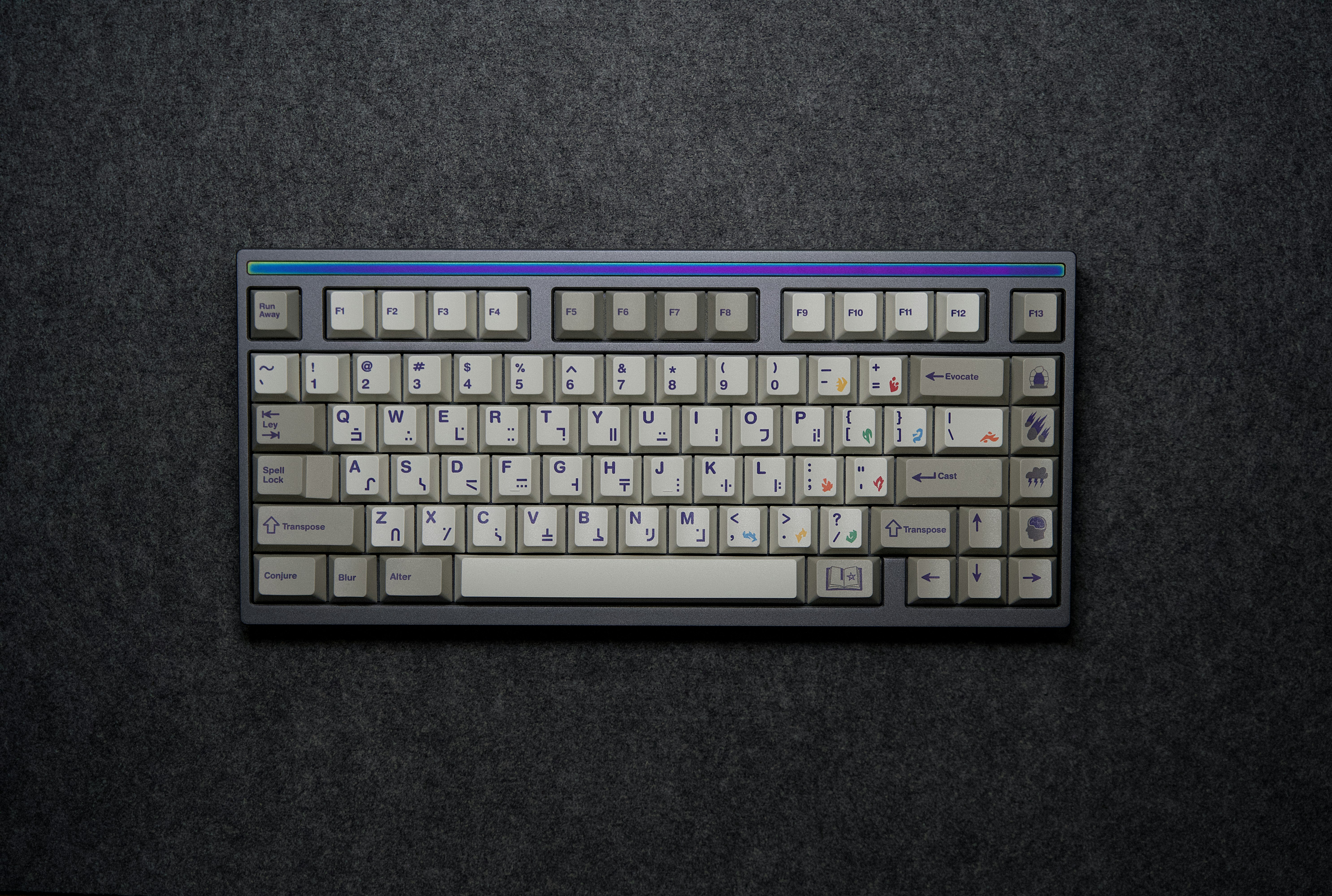 a computer keyboard sitting on top of a table