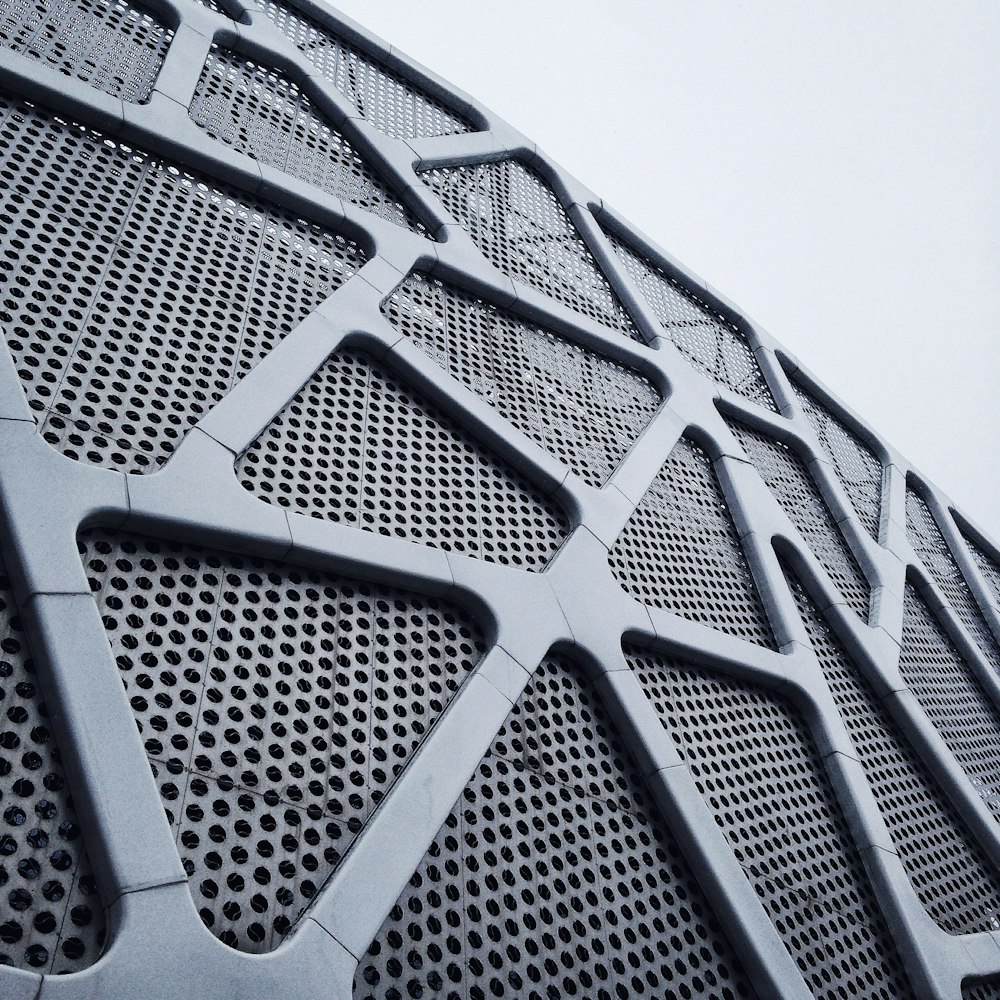 a close up view of a metal structure