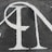 A section of textured black asphalt with large, white-painted letters. The letters have a serif style and a slightly worn-out appearance.