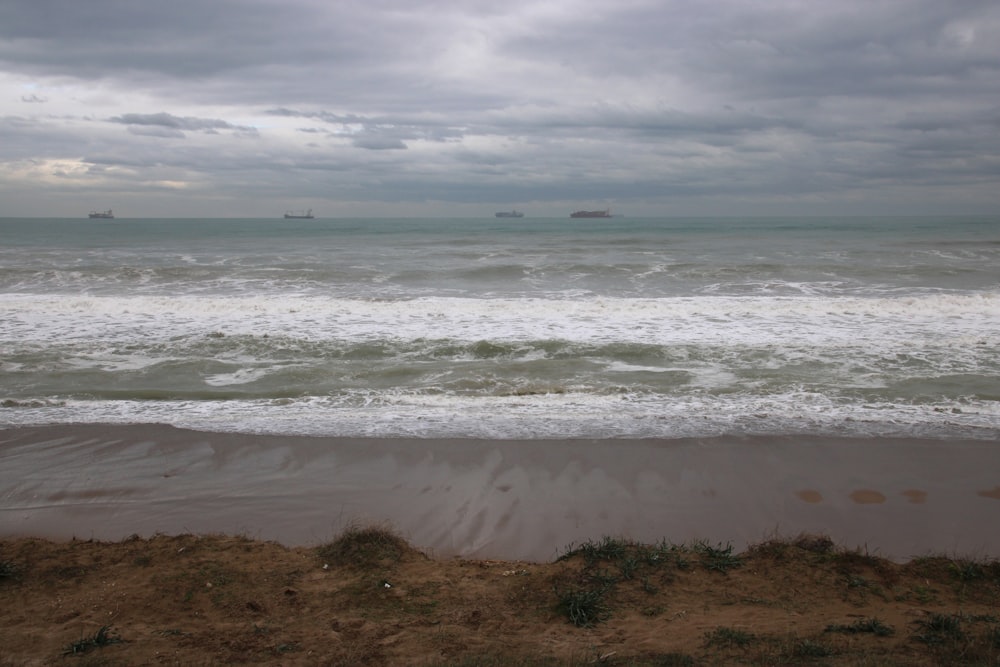 a view of the ocean from a beach