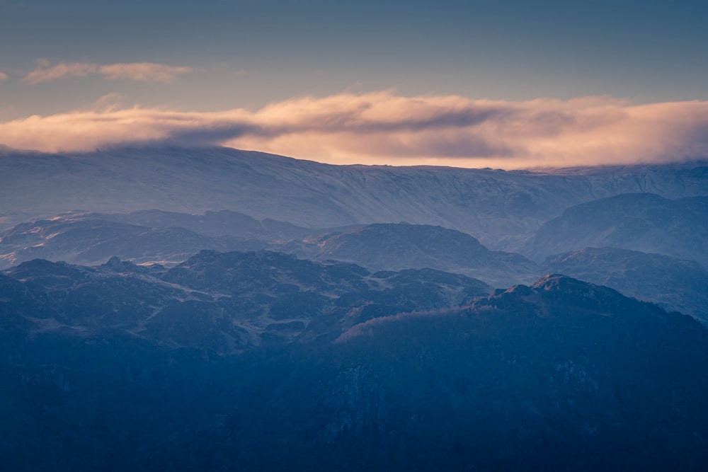 a view of a mountain range from a plane