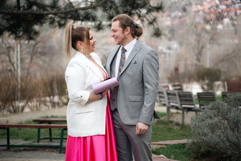 compatible man and woman standing together