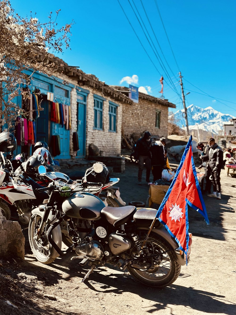 a group of motorcycles parked next to each other