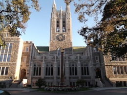 a large building with a clock on the front of it