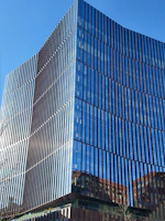 A commercial office complex in the Southeast USA with clean lines and reflective glass windows.