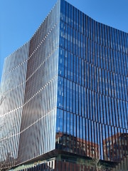 Modern office building exterior with clean architectural lines.