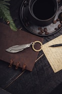 A dark, moody image of a film script with notes and coffee.