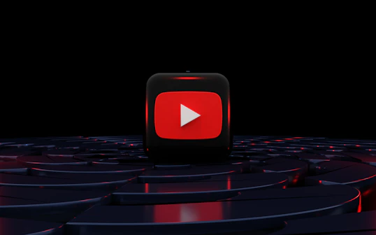 a red play button on a black background