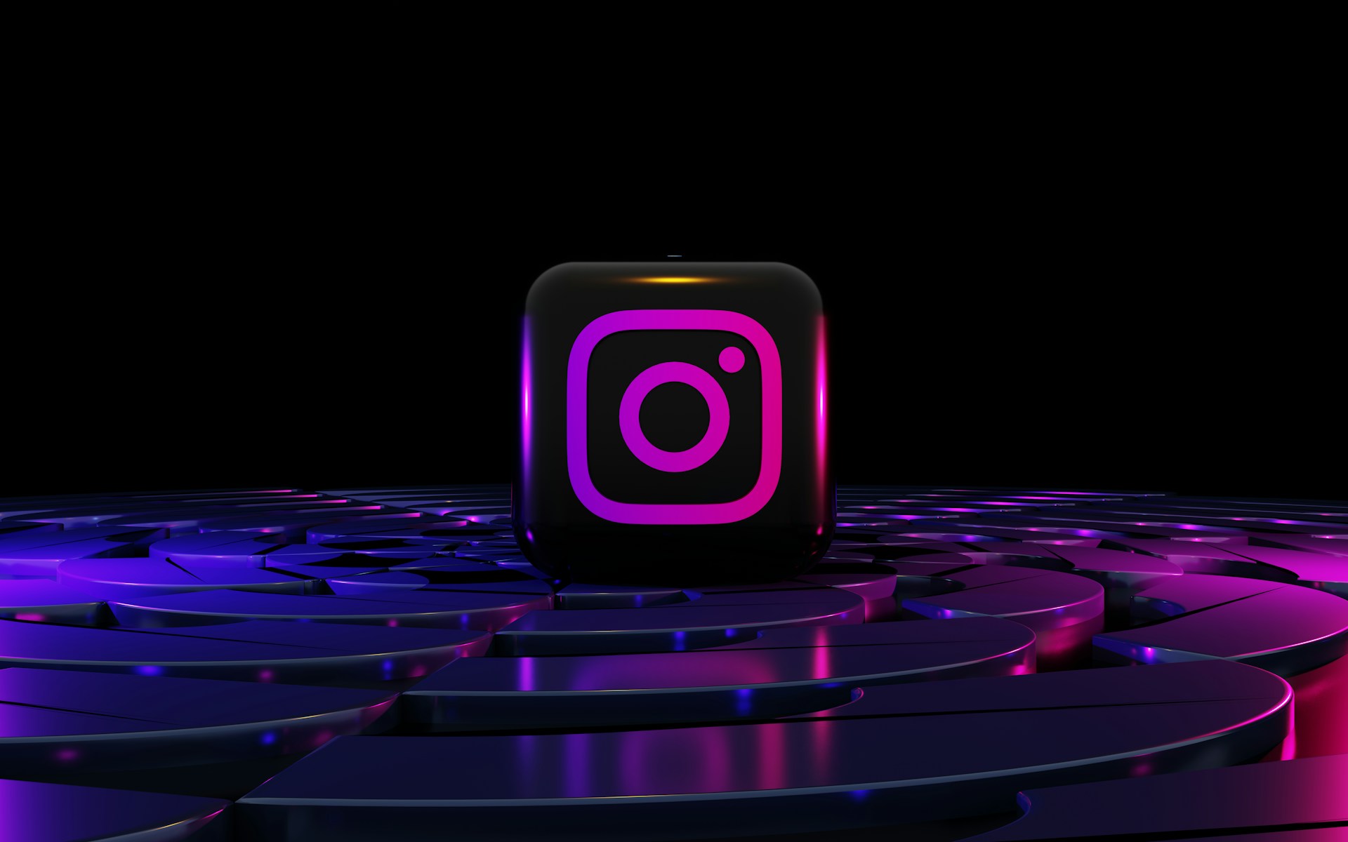 a purple instagram logo on a black background