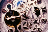 a close up view of a watch face