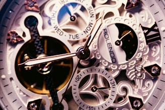 a close up view of a watch face