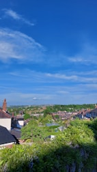 A scenic view of suburban homes near the NJ/PA border with clear blue skies.