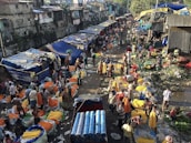 A vibrant market scene in a Nepali village.