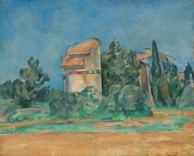 A classic French countryside landscape painting with delicate brushstrokes.